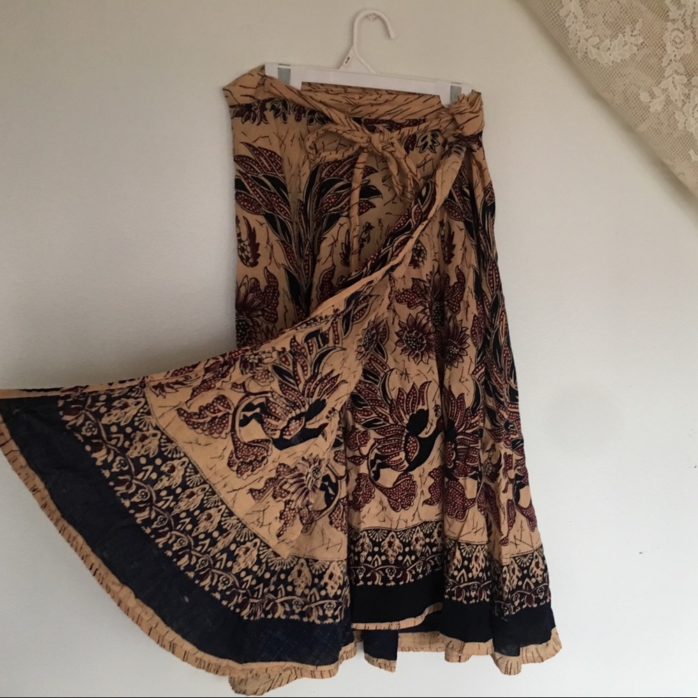 Bohemian Cotton Wrap Skirt